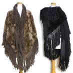 ミンク大判ファーストールフリンジ付...