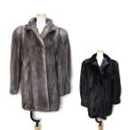 ミンクファージャケットブラックブルーアイリス肩パッド入りレディースギフトプ...