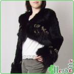 ラビット・フォックスショート丈ジャケットレッキス模様入り/ブラック