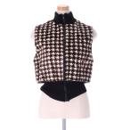 ラビット ファー ベスト 千鳥格子柄 プリント レディース