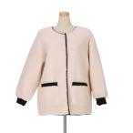 ウールジャケット衿なしボアベージュ...