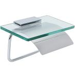 トイレット ペーパー ホルダー ガラス 棚付 インテリア 洋風 北欧 トイレ 壁掛け おしゃれ 収納 (シングルタイプ)