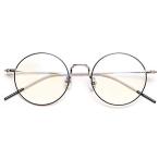 DOLLGER ブルーライトカットメガネ PCメガネ おしゃれ 丸い眼鏡15g（透明レンズ）伊達メガネ ファション眼鏡 ラウンド 男女兼用（シル