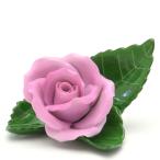 ヘレンド カード立て 葉の上の薔薇・ピンク ハンドメイド 手描き 置物 飾り物 Herend