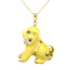 ヘレンド(Herend) ペンダントトップ 狛犬(15503/C-J)黄色 手描き 磁器製 アクセサリー ネックチェーン(40cm)付き 送料無料 ギフト包装無料 ハンガリー製【新品】