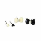 パール リボン セットピアス 4個セット  PM539-1 モノトーン