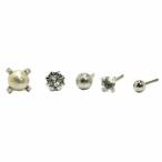 Yahoo! Yahoo!ショッピング(ヤフー ショッピング)ピアス 立て爪コットンパール セットピアス 5個セット シルバー PM895