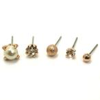 Yahoo! Yahoo!ショッピング(ヤフー ショッピング)ピアス 立て爪コットンパール セットピアス 5個セット ピンクゴールド PM897