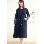 肌に優しい綿100％中わたニットキルト 長袖 前開き ワンピース 冬向き ネグリジェ 部屋着 ルームウェア ナイトウェア レディース パジャマ M-L/L-LL/3L/4L