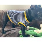 柔らかシックボーダーバイカラータンクトップフレンチブルドッグ服パグ服おしゃ...