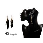 Yahoo! Yahoo!ショッピング(ヤフー ショッピング)ブラック フェザー ピアス【フェザー ピアス 大きいサイズ かわいい 贈り物 おしゃれ 通販　アジアン雑貨 アクセサリー アクセ】