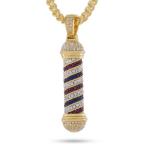 Yahoo! Yahoo!ショッピング(ヤフー ショッピング)キングアイス KINGICE The 14K Gold CZ Barber Shop Pole Necklace バーバーショップポール GOLD ACCESSORIES