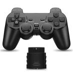 PS2 用 ワイヤレスコントローラー DUAL SHOCK2 ゲームパット 互換対応 日本語説明書 付き（黒）