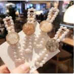 クリップ　リボンデザインラインストーンサークルチャームパールクリップ　おとな　かわいい　上品　アレンジ　プチプラ