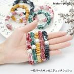 シュシュ　一粒パールギンガムチェックシュシュ　ヘアゴム　チェック柄