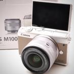 ショッピングEOS キヤノン Canon ミラーレス一眼 EOS M100 レンズキット グレイ SDカード付き 中古