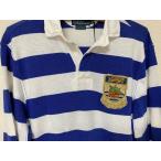  не использовался Ralph Lauren Polo Ralph Lauren окантовка ковер ja- регби рубашка белый / синий размер M [b5-0002]