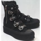 CONVERSE ALL STAR LIFTED ST Z SHIN-HI ブラック レディース コンバース オールスター リフテッド ジップ 厚底 ファスナー パンク ストラップブーツ ハイカット