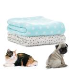 PRIMA ペットブランケット 犬猫用毛布 2枚セット マット ふわふわ 暖かい 75x100cm ブルー+ホワイト