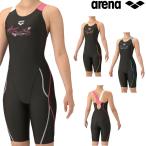 アリーナ ARENA フィットネス水着 レディース フィットネスワンピーススパッツ オープンバック ハーフレッグ ひっかけパッド オールインワン AQUA EXA パッド付