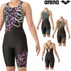 アリーナ ARENA フィットネス水着 レディース フィットネスワンピーススパッツ オープンバック ハーフレッグ ぴったりパッド オールインワン AQUA EXA パッド付