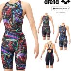 アリーナ ARENA 競泳水着 レディース WA承認 AQUA RACING ECO AQUA STRIPE-D レーシングワンピーススパッツ オープンバック ハーフレッグ AS6SRC76L