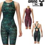 アリーナ ARENA 競泳水着 レディース WORLD AQUATICS承認 レーシングワンピーススパッツ（オープンバック・ハーフレッグ） AQUA STRIPE-D FAR-3566W