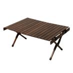 アウトドアテーブル ハイランダー ウッドロールトップテーブル ソリッドフィール アウトドア ローテーブル 天然木 おしゃれ 1年保証 100×70cm