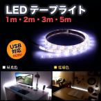 LED テープ ライト USB 5m 3m 2m 1m 廊下 玄関 車 電球色 昼光色 DIY 簡単 間接照明 インテリア 両面テープ DC5V 簡単 白 カット可