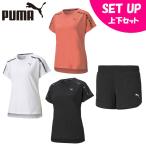 プーマ 半袖Tシャツ ショートパンツ セット レディース ロゴ リラックスフィット シャツ+ACTIVE 4インチウーブンショーツ 520738+588935 PUMA
