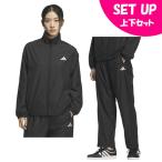アディダス(adidas) ウインドブレーカー上下セット レディース スリーストライプス ルーズフィット+MH 3S ウィンドパンツ KA0949 QB062+KA0952 QB216