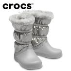 クロックス スノーブーツ ジュニア Girls’ Crocband LodgePoint Metallic Winter Boot 205829-0P1 crocs od