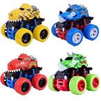 TOMYFIELD 恐竜 車 おもちゃ 知育 玩具 ミニカー 幼児 男の子 子供 トラック プレゼント 子ども (4個)