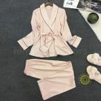 パジャマ レディース 冬　秋　前開き　上下セット 長袖 フェイク絹　レディース　ルームウェア　おしゃれ 部屋着　寝巻き ナイトウェア　おしゃれ　大きいサイズ