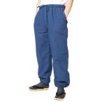 【ひめか】作務衣 パンツ メンズ 冬用 先染め 裏フリース  裏起毛 あたたかい 冬 防寒着  部屋着 　紺　ＬＬ