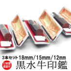 印鑑 実印 はんこ 黒水牛 3本セット ケース付 印鑑セット18mm 15mm 12mm 実印 銀行印 認印 男性 女性 化粧箱付も可