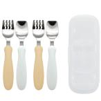 EDISONmama(エジソンママ)フォーク&スプーン 2個セット ケース付 1.5歳~ 家用と外出用で使い分け 麺が落ちない 容器の隅まですくえる/
