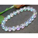 ≪11915≫ 送料無料有 8mm カット AA アクアオーラ レインボーオーラ 水晶 ブレスレット 半連 短連 天然石 パワーストーン ポイント消化