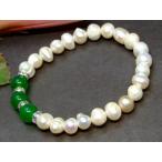  натуральный камень Power Stone g3-1696E этот месяц 20%OFF 6mm~8mm пресная вода жемчуг . зеленый .. нефрит браслет внутренний диаметр 16cm бесплатная доставка иметь 
