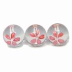 g3-2413　　8mm 1粒売り 桜彫り 水晶 さくら ピンク箔 クリスタル ブラジル産 天然石 パワーストーン ポイント消化