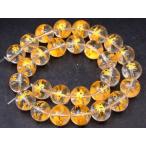 天然石 パワーストーン　　g3-292C　　龍彫 金彫 水晶 14mm クリスタル クォーツ 1連39cm 通し針、解説書、1ｍゴム付き ブラジル産 送料無料