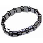 天然石 パワーストーン　　g3-836A　　今月半額 わけあり ヘマタイト 磁気あり 磁有 12mm×8mm／6mm バングル 内径18cm ブレスレット