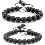 Yahoo! Yahoo!ショッピング(ヤフー ショッピング)2pcs Gemstone Beadedカップルブレスレット8&#xA0;mm/10&#xA0;mmラウンドビーズマクラメ調節可能なジュエリーメンズレディース