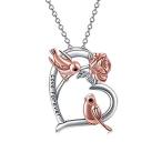 Yahoo! Yahoo!ショッピング(ヤフー ショッピング)PROESS Love Forever 鳥とバラの花ネックレス - S925スターリングシルバー ネイチャーネックレス レディース 母 ガールフレンド