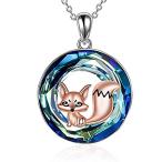 Yahoo! Yahoo!ショッピング(ヤフー ショッピング)POPLYKE フォックスネックレス レディース スターリングシルバー かわいいフォックスペンダント サークルクリスタル付き フォックスジュエリー 姉