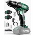 ショッピング電動ドライバー KIMO電動ドライバー 充電式 電動ドリル 20V 2.0Ah 電池2個付き 無断変速 最大35N.m 正逆転切替 LEDライト コードレス ドリルドライバー 穴開け 軽量 7PCSビット