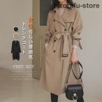 トレンチコート スプリングコート レディース 春 アウター ロングコート 秋 ロング 長袖 ベルト 暖かい あったか 防寒 ゆったり 羽織