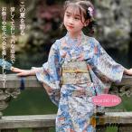 ショッピングキッズ浴衣 キッズ 浴衣 セット 女の子 ブルー 子供用 娘 小学生 ゆかた オシャレ 着物 女児 七五三 ガールズ 華やか お出かけ 娘 夏休み 簡単 着れる 文化祭  花火大会 夏