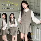 卒業式 セットアップ スーツ 女の子 ベスト 小学校女子 小学生 卒服 シャツ スカート 150 160 スカートスーツ ピアノ発表会 フォーマル 入学式 子供 長袖  韓国