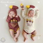 ハロウィン 1歳 2歳 ハロウィン ベビー 赤ちゃん ロンパース 着ぐるみ パジャマ おもしろ フード付き サツマイモ柄 長袖 ベビー服 ルームウェア 秋冬 柔らかい
